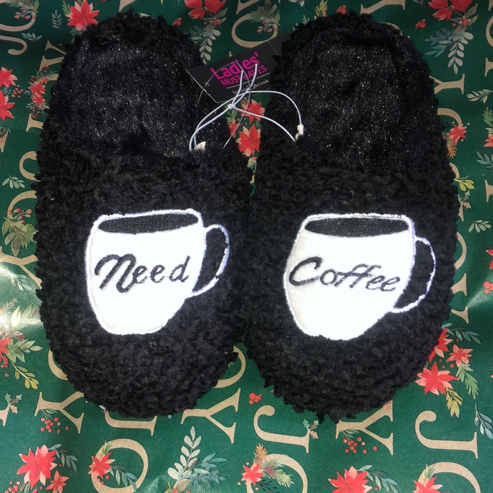 Plush Need Coffee Slippers